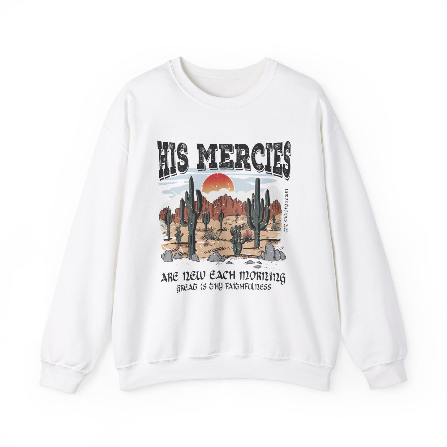 Boho Christian Sweatshirt Bible Verse Jesus Apparel Faith Based His Mercies Are New Vintage