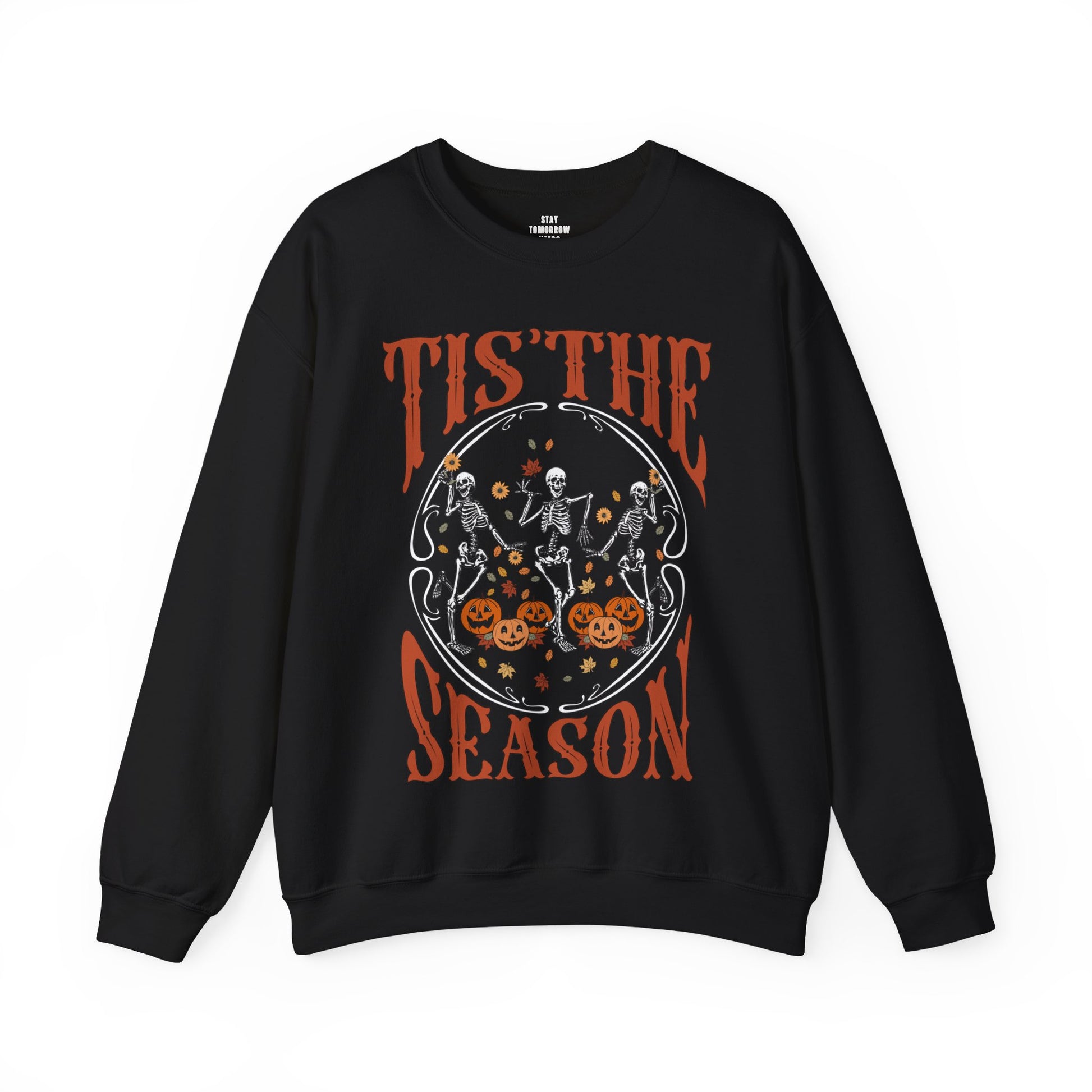 Halloween 2024 Spooky Season Fall Tis The Season Pumpkin and Skeleton Halloween Sweatshirt